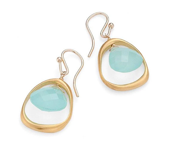 Vermeil Open Oval Earrings w/ Chalacedony - Philippa Roberts